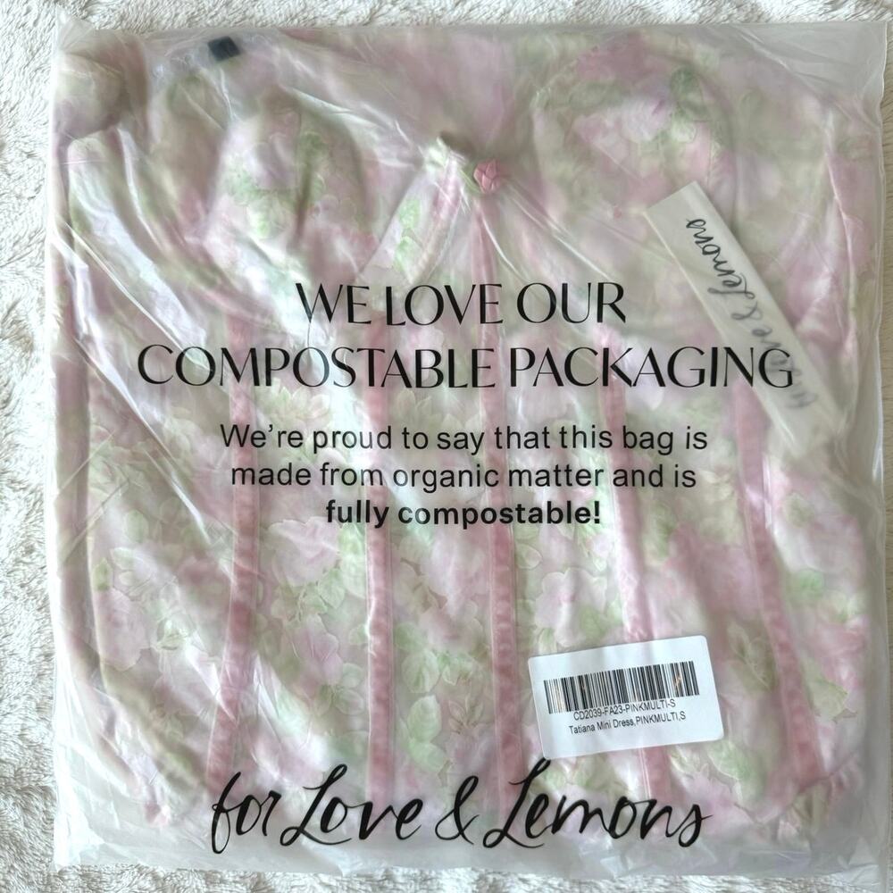 For Love & Lemons Tatiana Small Mini Dress Pink Floral NWT - Picture 15 of 16